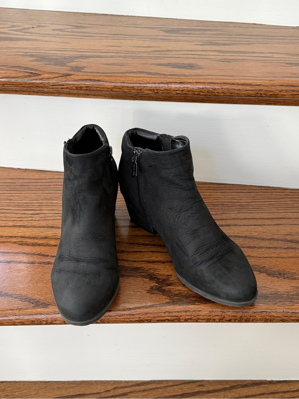 Blondo “Villa” Black Nubuck Ankle Booties with 2” Low Stacked Heel